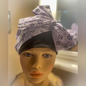 Light & Dark Purple Flower Scrub Cap